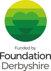 Foundation Derbyshire logo with a green heart and the words 'funded by Foundation Derbyshire'